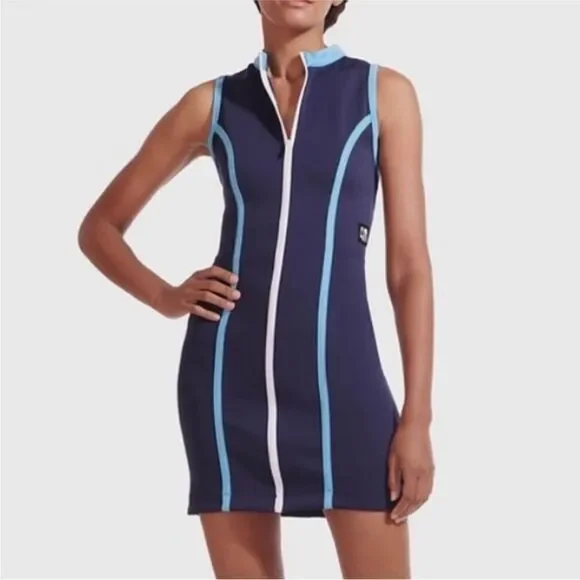 Staud new balance neoprene navy blue zip up dress medium m - Picture 4 of 12